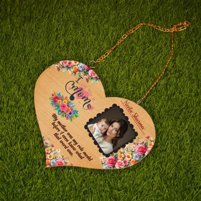 Personalized Heart-Shaped Wooden Hanging Photo Frame for Mom  Birthday Gift For Mom  Mother Day Gift From Daughter  New Mom Gift  Home Decor